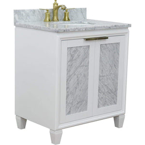 Bellaterra Home Vanity BellaTerra Home 31" Single sink vanity in White finish with White carrara marble with oval sink 400990-31-WH-WMO