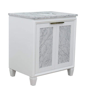 Bellaterra Home Vanity BellaTerra Home 31" Single sink vanity in White finish with White carrara marble with oval sink 400990-31-WH-WMO
