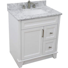 Load image into Gallery viewer, Bellaterra Home Vanity BellaTerra Home 31&quot; Single Sink Vanity in White Finish with White Carrara Marble with Rectangle Sink 400700-31-WH-WMR