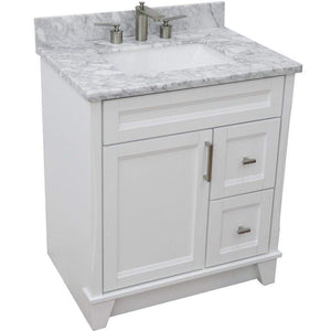 Bellaterra Home Vanity BellaTerra Home 31" Single Sink Vanity in White Finish with White Carrara Marble with Rectangle Sink 400700-31-WH-WMR