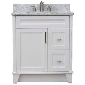 Bellaterra Home Vanity BellaTerra Home 31" Single Sink Vanity in White Finish with White Carrara Marble with Rectangle Sink 400700-31-WH-WMR