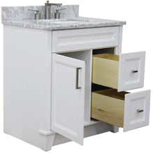 Load image into Gallery viewer, Bellaterra Home Vanity BellaTerra Home 31&quot; Single Sink Vanity in White Finish with White Carrara Marble with Rectangle Sink 400700-31-WH-WMR
