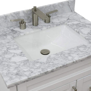 Bellaterra Home Vanity BellaTerra Home 31" Single Sink Vanity in White Finish with White Carrara Marble with Rectangle Sink 400700-31-WH-WMR