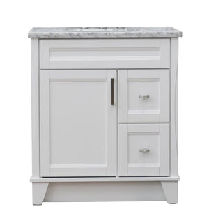 Bellaterra Home Vanity BellaTerra Home 31" Single Sink Vanity in White Finish with White Carrara Marble with Rectangle Sink 400700-31-WH-WMR