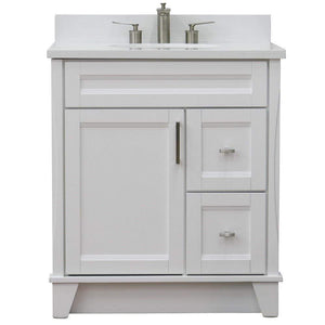 Bellaterra Home Vanity BellaTerra Home 31" Single Sink Vanity in White Finish with White Quartz with Oval Sink 400700-31-WH-WEO