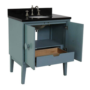 Bellaterra Home Vanity BellaTerra Home 31" Single vanity in Aqua Blue finish with Black Galaxy top and Oval Sink 400400-AB-BGO