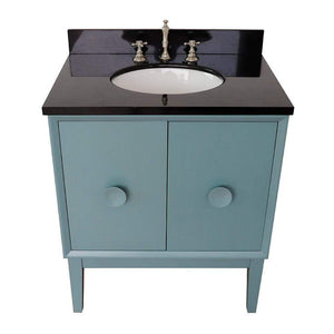 Bellaterra Home Vanity BellaTerra Home 31" Single vanity in Aqua Blue finish with Black Galaxy top and Oval Sink 400400-AB-BGO