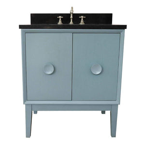 Bellaterra Home Vanity BellaTerra Home 31" Single vanity in Aqua Blue finish with Black Galaxy top and Rectangle Sink  400400-AB-BGR