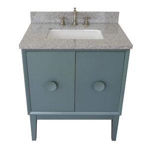 Bellaterra Home Vanity BellaTerra Home 31" Single vanity in Aqua Blue finish with Gray granite top and Rectangle Sink 400400-AB-GYR