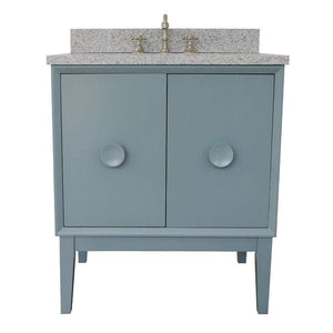 Bellaterra Home Vanity BellaTerra Home 31" Single vanity in Aqua Blue finish with Gray granite top and Rectangle Sink 400400-AB-GYR