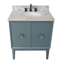 Load image into Gallery viewer, Bellaterra Home Vanity BellaTerra Home 31&quot; Single vanity in Aqua Blue finish with White Carrara top and Oval Sink 400400-AB-WMO