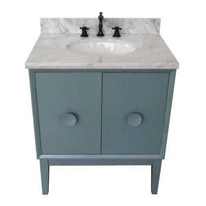 Bellaterra Home Vanity BellaTerra Home 31" Single vanity in Aqua Blue finish with White Carrara top and Oval Sink 400400-AB-WMO