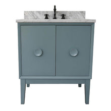 Load image into Gallery viewer, Bellaterra Home Vanity BellaTerra Home 31&quot; Single vanity in Aqua Blue finish with White Carrara top and Oval Sink 400400-AB-WMO