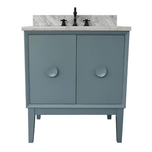 Bellaterra Home Vanity BellaTerra Home 31" Single vanity in Aqua Blue finish with White Carrara top and Oval Sink 400400-AB-WMO
