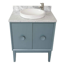 Load image into Gallery viewer, Bellaterra Home Vanity BellaTerra Home 31&quot; Single vanity in Aqua Blue finish with White Carrara top and Round Sink 400400-AB-WMRD