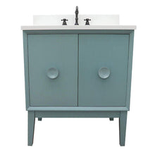Load image into Gallery viewer, Bellaterra Home Vanity BellaTerra Home 31&quot; Single vanity in Aqua Blue finish with White Quartz top and Oval Sink 400400-AB-WEO