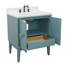 Load image into Gallery viewer, Bellaterra Home Vanity BellaTerra Home 31&quot; Single vanity in Aqua Blue finish with White Quartz top and Oval Sink 400400-AB-WEO