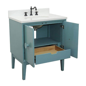 Bellaterra Home Vanity BellaTerra Home 31" Single vanity in Aqua Blue finish with White Quartz top and Oval Sink 400400-AB-WEO
