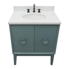 Load image into Gallery viewer, Bellaterra Home Vanity BellaTerra Home 31&quot; Single vanity in Aqua Blue finish with White Quartz top and Oval Sink 400400-AB-WEO
