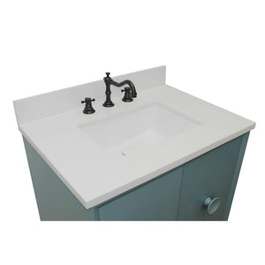 Bellaterra Home Vanity BellaTerra Home 31" Single vanity in Aqua Blue finish with White Quartz top and Rectangle Sink 400400-AB-WER