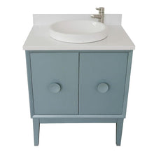 Load image into Gallery viewer, Bellaterra Home Vanity BellaTerra Home 31&quot; Single vanity in Aqua Blue finish with White Quartz top and Round Sink 400400-AB-WERD