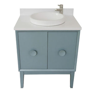 Bellaterra Home Vanity BellaTerra Home 31" Single vanity in Aqua Blue finish with White Quartz top and Round Sink 400400-AB-WERD