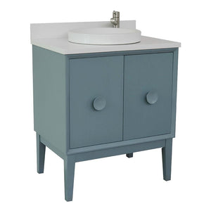 Bellaterra Home Vanity BellaTerra Home 31" Single vanity in Aqua Blue finish with White Quartz top and Round Sink 400400-AB-WERD