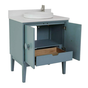 Bellaterra Home Vanity BellaTerra Home 31" Single vanity in Aqua Blue finish with White Quartz top and Round Sink 400400-AB-WERD