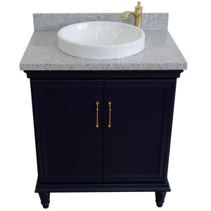 Bellaterra Home Vanity BellaTerra Home 31" Single vanity in Blue finish with Gray granite and round sink 400800-31-BU-GYRD