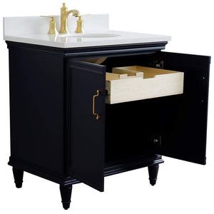 Bellaterra Home Vanity BellaTerra Home 31" Single vanity in Blue finish with White quartz and oval sink 400800-31-BU-WEO