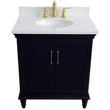 Load image into Gallery viewer, Bellaterra Home Vanity BellaTerra Home 31&quot; Single vanity in Blue finish with White quartz and oval sink 400800-31-BU-WEO