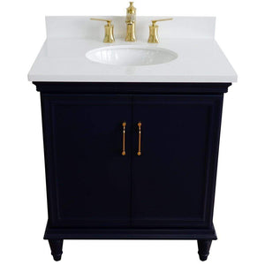 Bellaterra Home Vanity BellaTerra Home 31" Single vanity in Blue finish with White quartz and oval sink 400800-31-BU-WEO