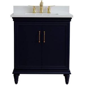 Bellaterra Home Vanity BellaTerra Home 31" Single vanity in Blue finish with White quartz and rectangle sink 400800-31-BU-WER