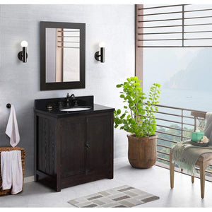 Bellaterra Home Vanity BellaTerra Home 31" Single vanity in Brown Ash Finish with Black Galaxy Top and Oval Sink 400100-BA-BGO