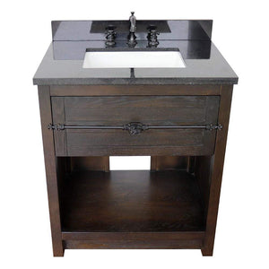 Bellaterra Home Vanity BellaTerra Home 31" Single vanity in Brown Ash finish with Black Galaxy topand Rectangle Sink 400101-BA-BGR