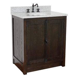 Bellaterra Home Vanity BellaTerra Home 31" Single vanity in Brown Ash Finish with Gray Granite Top and Oval Sink 400100-BA-BGRD