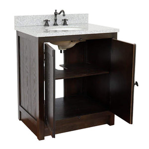Bellaterra Home Vanity BellaTerra Home 31" Single vanity in Brown Ash Finish with Gray Granite Top and Oval Sink 400100-BA-BGRD