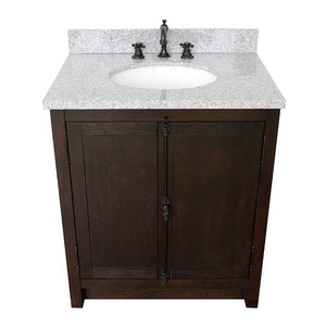 Bellaterra Home Vanity BellaTerra Home 31" Single vanity in Brown Ash Finish with Gray Granite Top and Oval Sink 400100-BA-BGRD