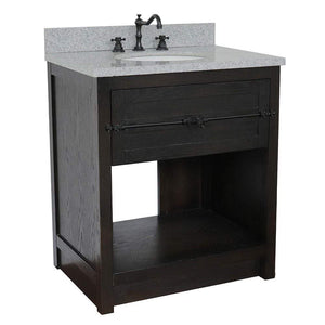 Bellaterra Home Vanity BellaTerra Home 31" Single vanity in Brown Ash finish with Gray granite top and Oval Sink 400101-BA-GYO