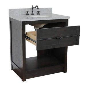 Bellaterra Home Vanity BellaTerra Home 31" Single vanity in Brown Ash finish with Gray granite top and Oval Sink 400101-BA-GYO