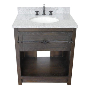 Bellaterra Home Vanity BellaTerra Home 31" Single vanity in Brown Ash finish with Gray granite top and Oval Sink 400101-BA-GYO