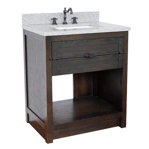 Bellaterra Home Vanity BellaTerra Home 31" Single vanity in Brown Ash finish with Gray granite top and Rectangle Sink 400101-BA-GYR