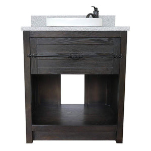 Bellaterra Home Vanity BellaTerra Home 31" Single vanity in Brown Ash finish with Gray granite top and Round Sink 400101-BA-GYRD