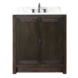 Bellaterra Home Vanity BellaTerra Home 31" Single vanity in Brown Ash Finish with White Carrara Top and Oval Sink 400100-BA-WMO