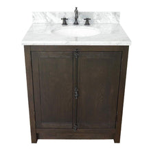 Load image into Gallery viewer, Bellaterra Home Vanity BellaTerra Home 31&quot; Single vanity in Brown Ash Finish with White Carrara Top and Oval Sink 400100-BA-WMO
