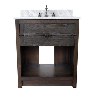 Bellaterra Home Vanity BellaTerra Home 31" Single vanity in Brown Ash finish with White Carrara top and Oval Sink 400101-BA-WMO