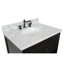 Load image into Gallery viewer, Bellaterra Home Vanity BellaTerra Home 31&quot; Single vanity in Brown Ash finish with White Carrara top and Oval Sink 400101-BA-WMO