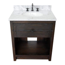 Load image into Gallery viewer, Bellaterra Home Vanity BellaTerra Home 31&quot; Single vanity in Brown Ash finish with White Carrara top and Oval Sink 400101-BA-WMO