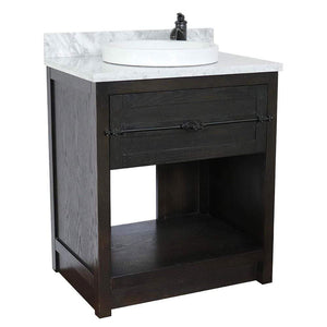 Bellaterra Home Vanity BellaTerra Home 31" Single vanity in Brown Ash finish with White Carrara top and Round Sink 400101-BA-WMRD