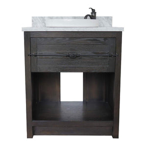 Bellaterra Home Vanity BellaTerra Home 31" Single vanity in Brown Ash finish with White Carrara top and Round Sink 400101-BA-WMRD